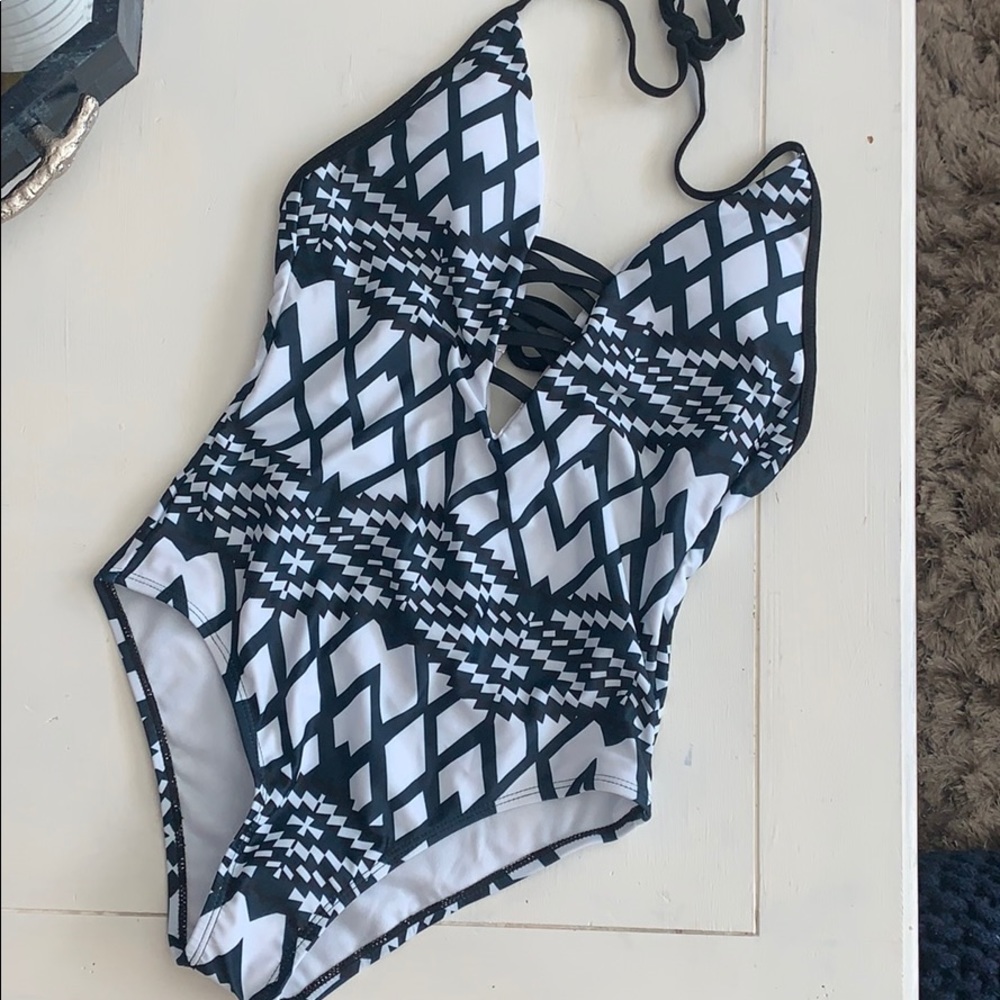 Black and White Geometric One Piece Swimsuit
